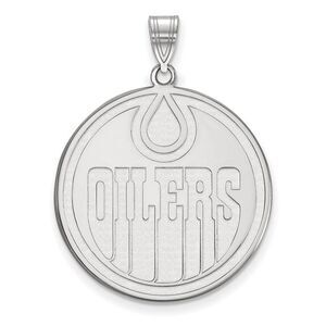 14k White Gold NHL Edmonton Oilers XL Disc Pendant